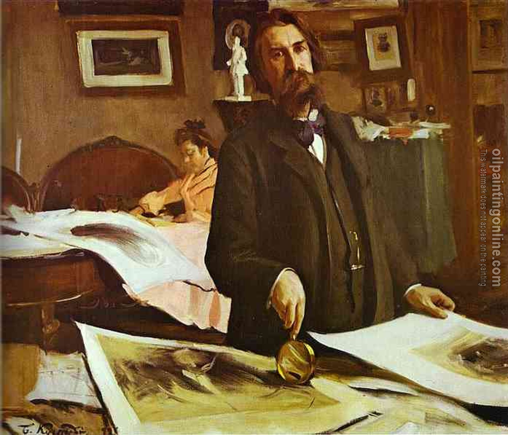 Kustodiev, Boris - Portrait of Vasily Mathe (1856-1917)